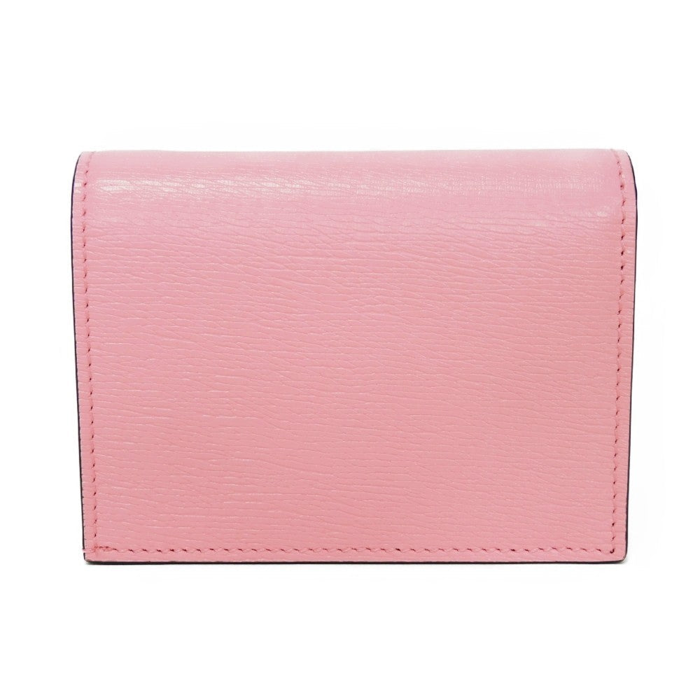 GUCCI Bifold Wallet 701009 Textured leather Light pink logo Bananya Compact Wallet Women