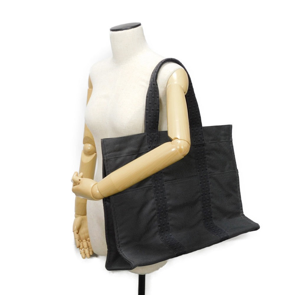 HERMES Tote Bag Nylon canvas (polyamide x polyester) Dark gray H Mark Nylon Canvas Shoulder Bag Serie button Her Line Tote GM unisex(Unisex)  d