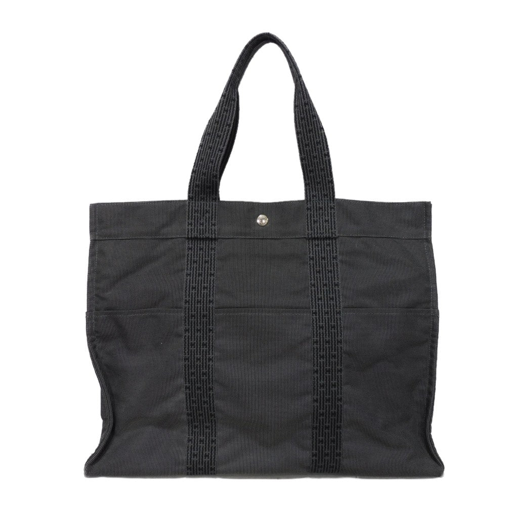 HERMES Tote Bag Nylon canvas (polyamide x polyester) Dark gray H Mark Nylon Canvas Shoulder Bag Serie button Her Line Tote GM unisex(Unisex)  d