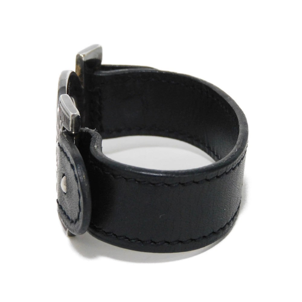 HERMES bracelet 925 black S African Saharan Ethnic Hand Carved Box Calf native Turreg unisex(Unisex)  d