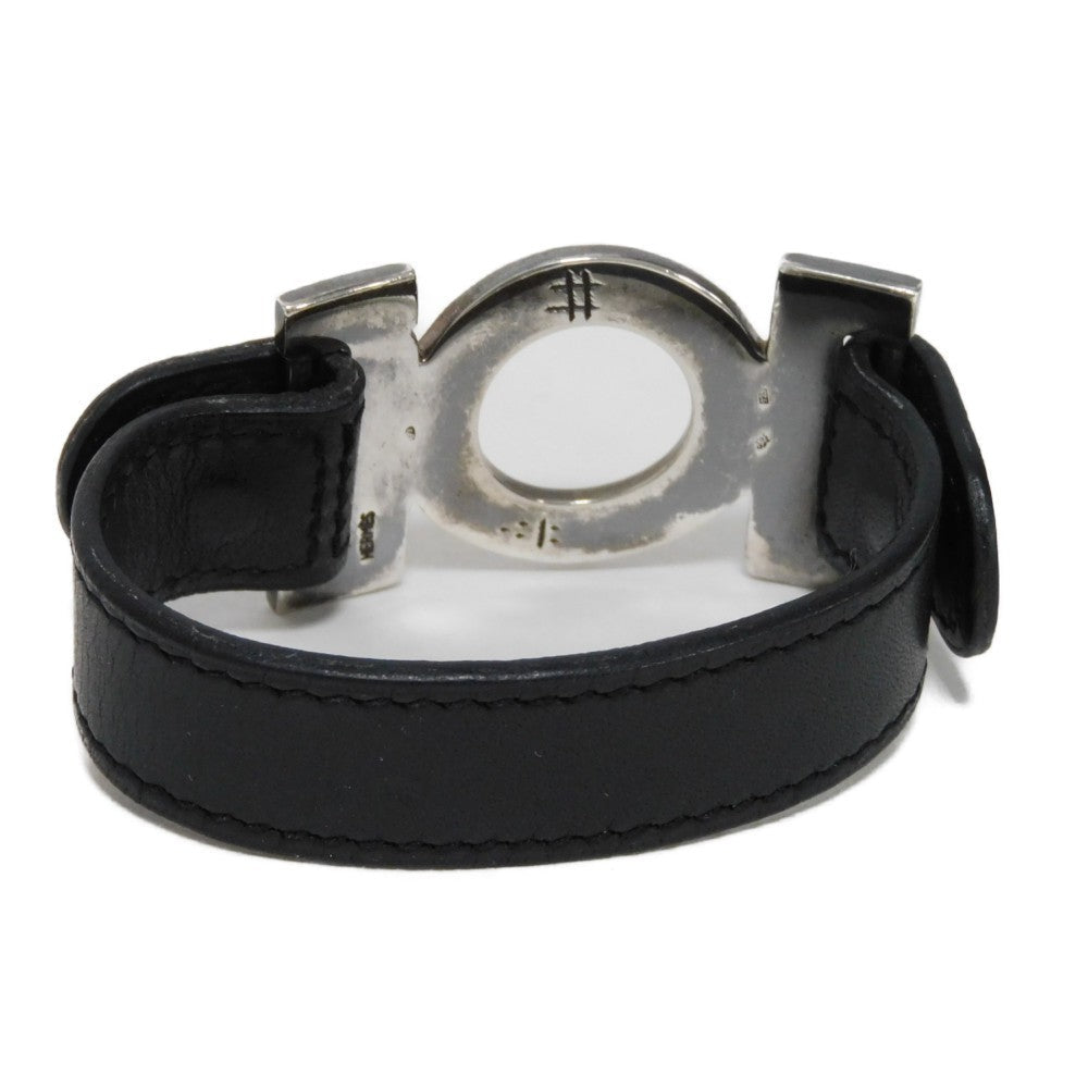 HERMES bracelet 925 black S African Saharan Ethnic Hand Carved Box Calf native Turreg unisex(Unisex)  d
