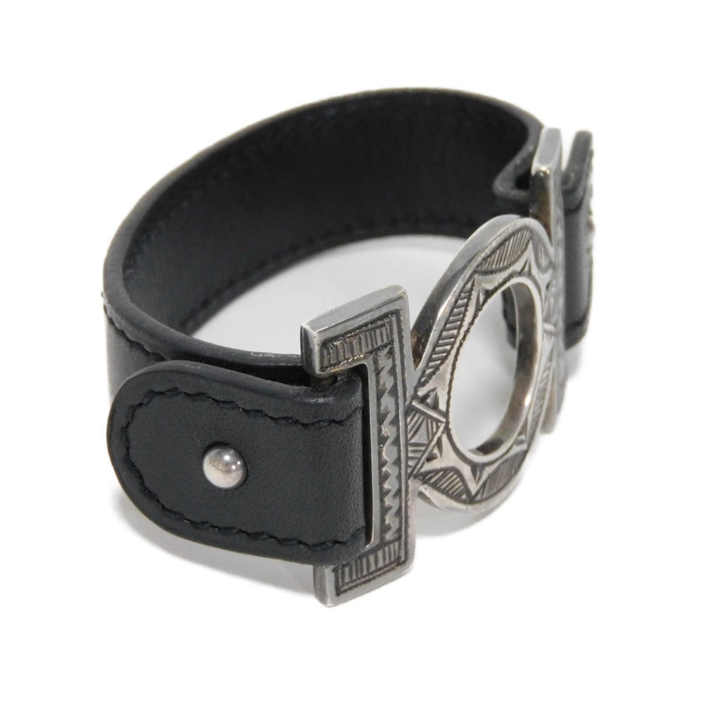 HERMES bracelet 925 black S African Saharan Ethnic Hand Carved Box Calf native Turreg unisex(Unisex)  d