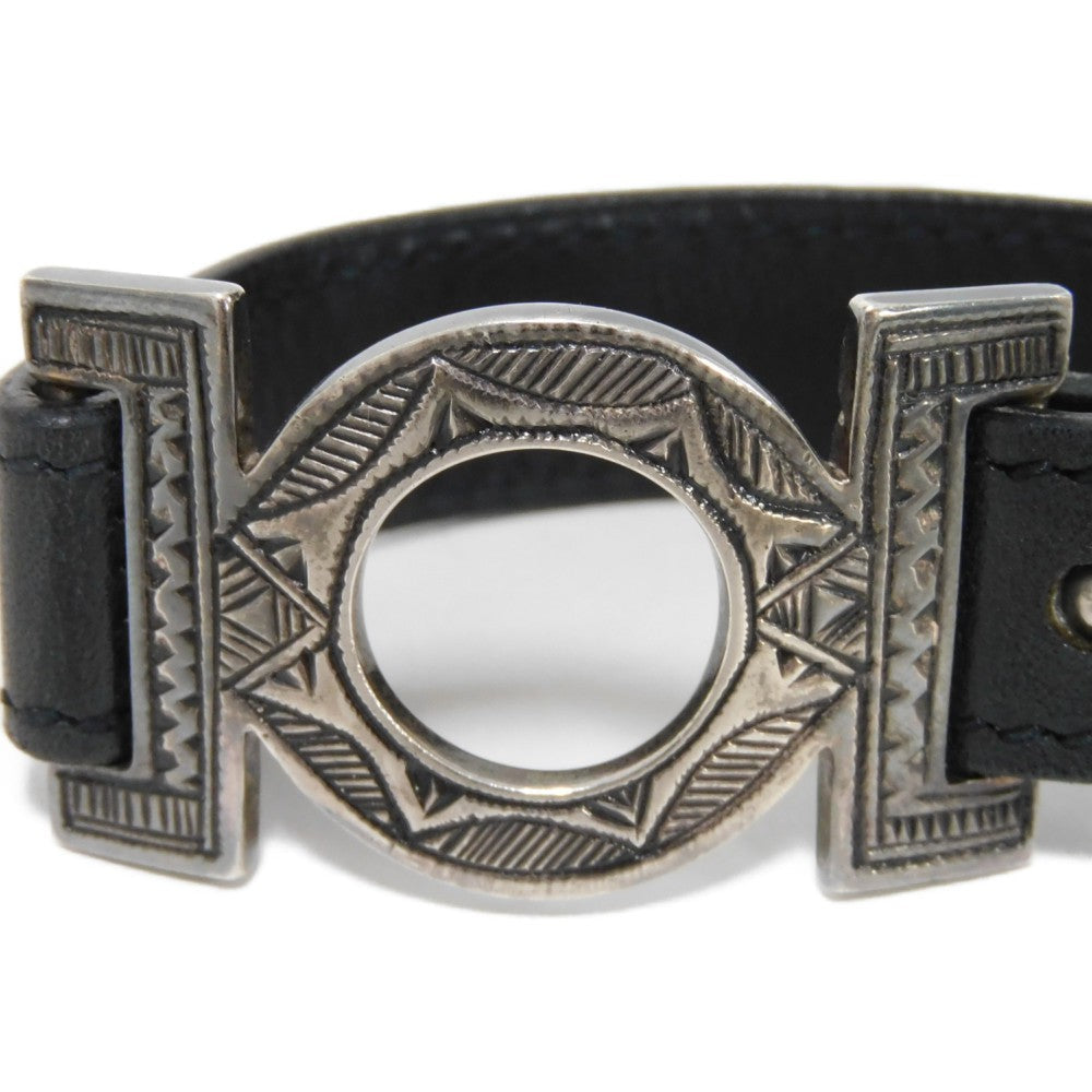 HERMES bracelet 925 black S African Saharan Ethnic Hand Carved Box Calf native Turreg unisex(Unisex)  d
