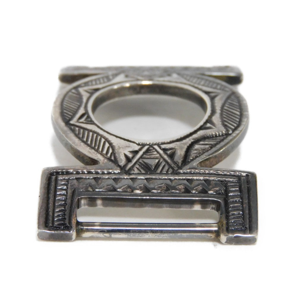 HERMES bracelet 925 black S African Saharan Ethnic Hand Carved Box Calf native Turreg unisex(Unisex)  d