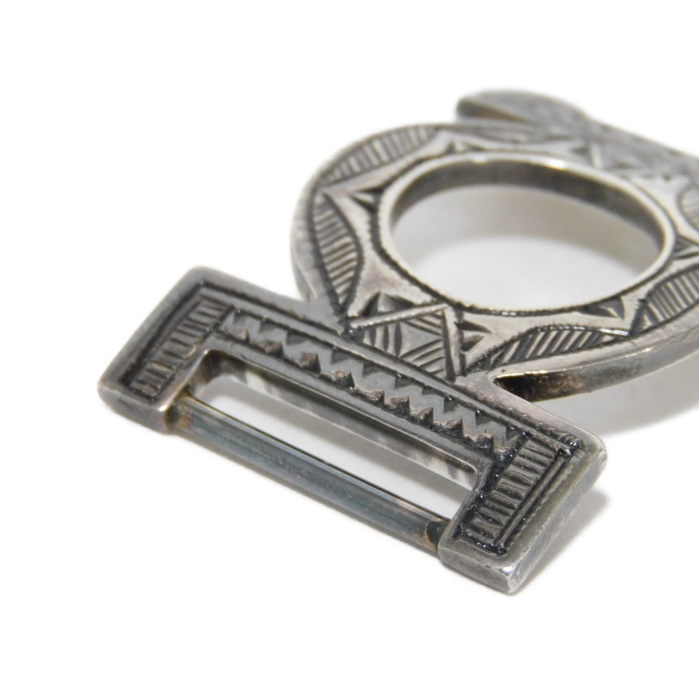 HERMES bracelet 925 black S African Saharan Ethnic Hand Carved Box Calf native Turreg unisex(Unisex)  d