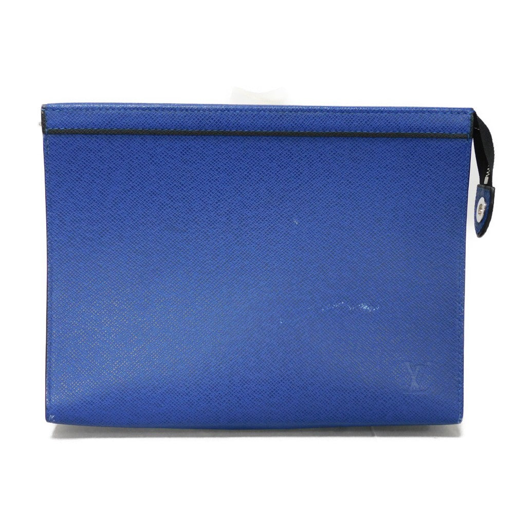 LOUIS VUITTON Clutch bag M30575  Taiga leather (stamped) cobalt LV logo embossed blue business bag Taiga Pochette Voyage MM mens  d