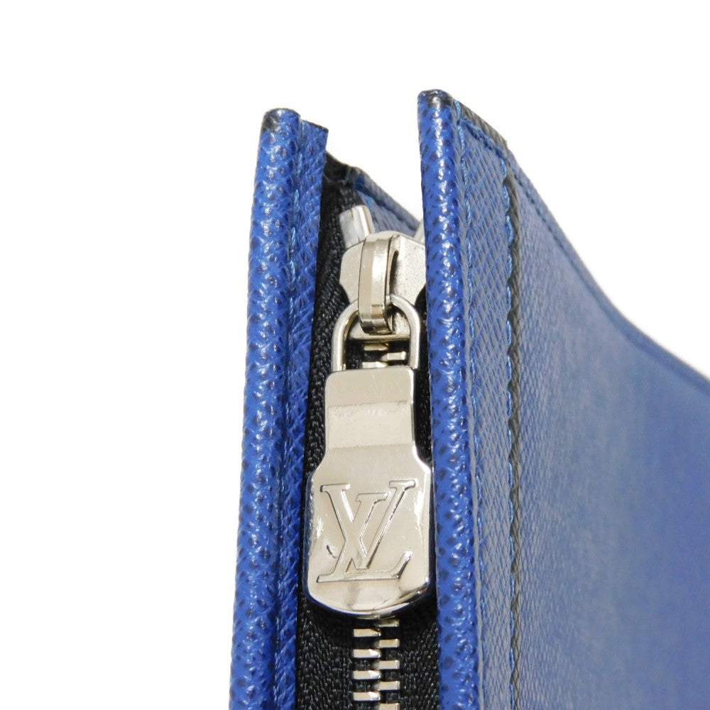 LOUIS VUITTON Clutch bag M30575  Taiga leather (stamped) cobalt LV logo embossed blue business bag Taiga Pochette Voyage MM mens  d