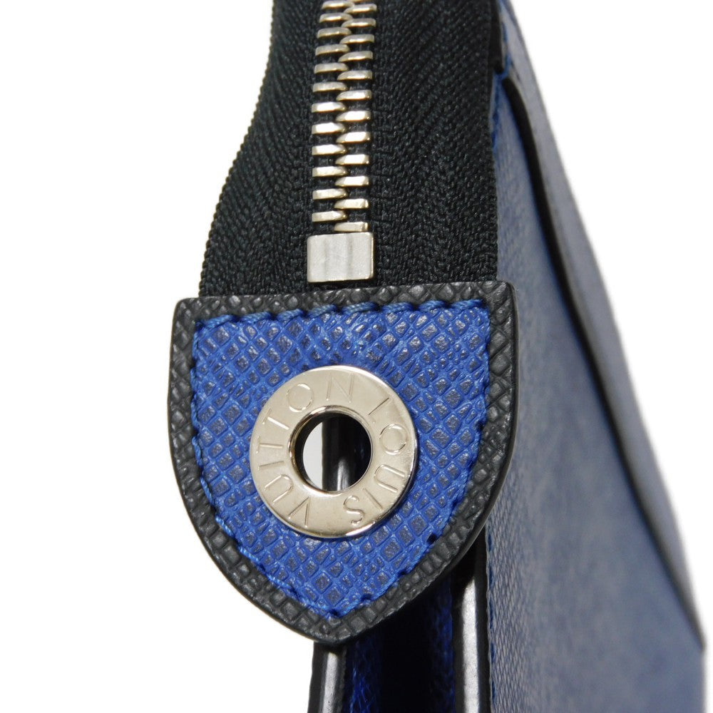 LOUIS VUITTON Clutch bag M30575  Taiga leather (stamped) cobalt LV logo embossed blue business bag Taiga Pochette Voyage MM mens  d