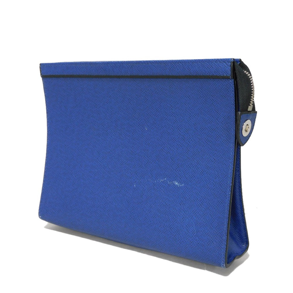 LOUIS VUITTON Clutch bag M30575  Taiga leather (stamped) cobalt LV logo embossed blue business bag Taiga Pochette Voyage MM mens  d