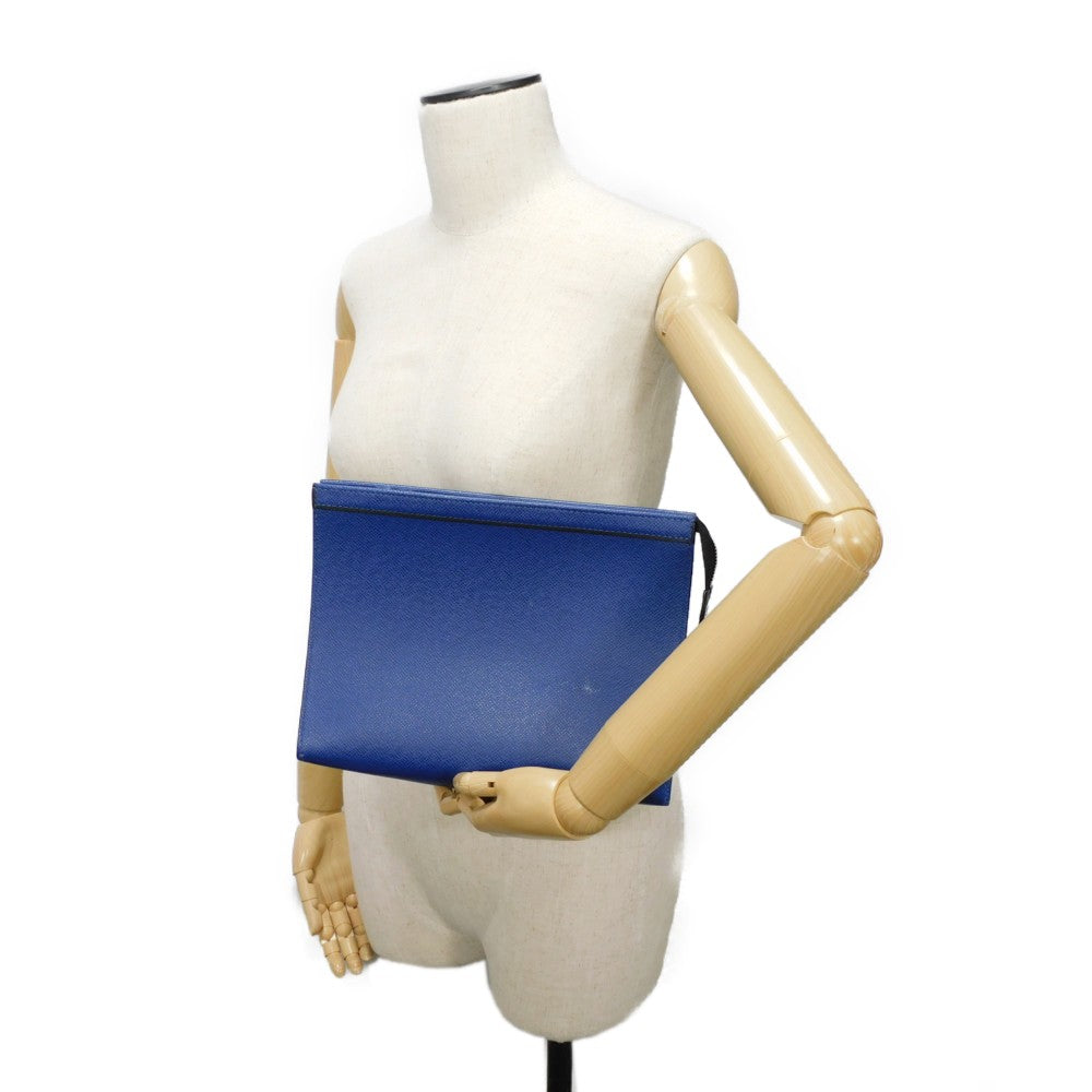 LOUIS VUITTON Clutch bag M30575  Taiga leather (stamped) cobalt LV logo embossed blue business bag Taiga Pochette Voyage MM mens  d