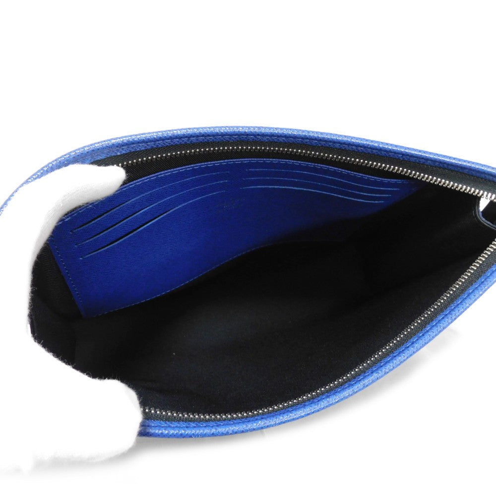 LOUIS VUITTON Clutch bag M30575  Taiga leather (stamped) cobalt LV logo embossed blue business bag Taiga Pochette Voyage MM mens  d