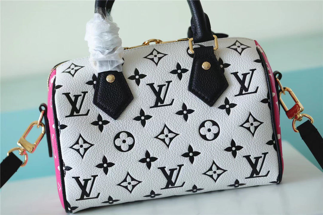 Top Quality Speedy Bandouliere 20 Monogram Empreinte Black / White / Pink For Women,  Shoulder And Crossbody Bags 20.5cm/8.1in Top Quality M46088