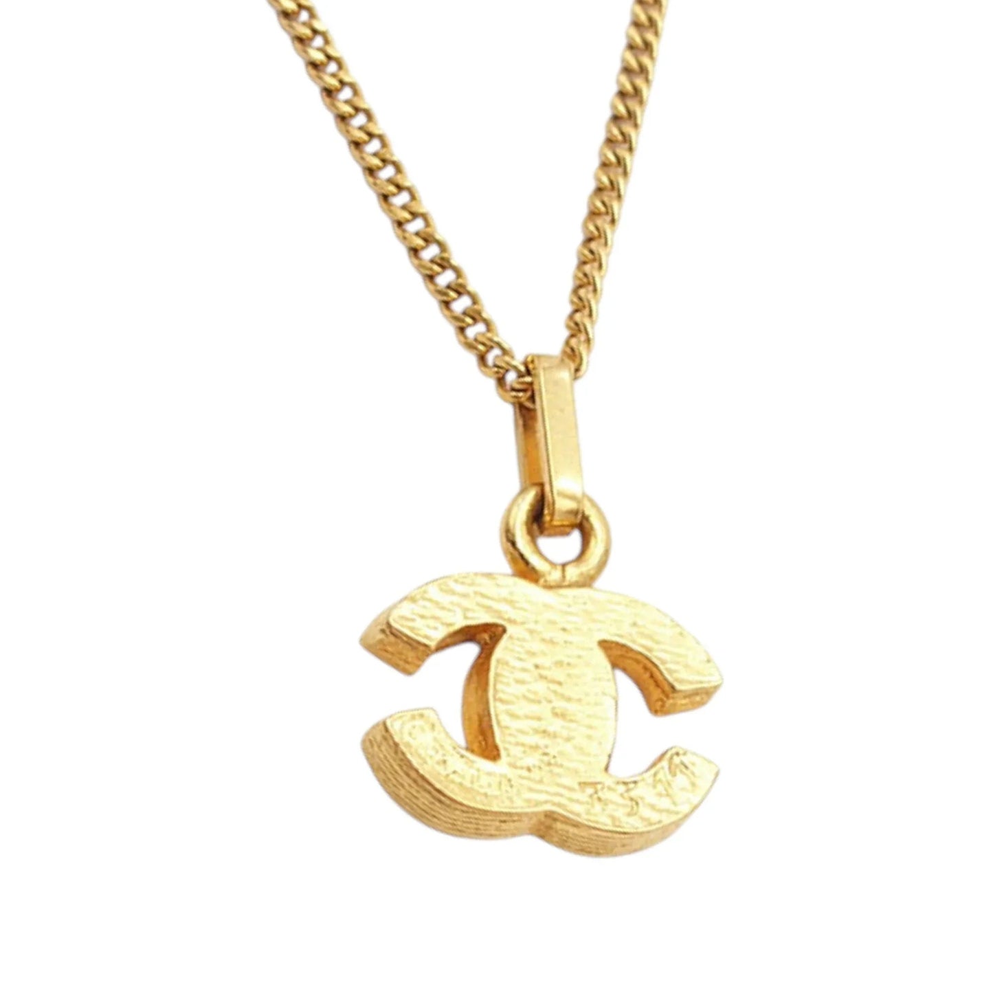 Gold Chanel Gold Plated CC Rhinestone Pendant Necklace