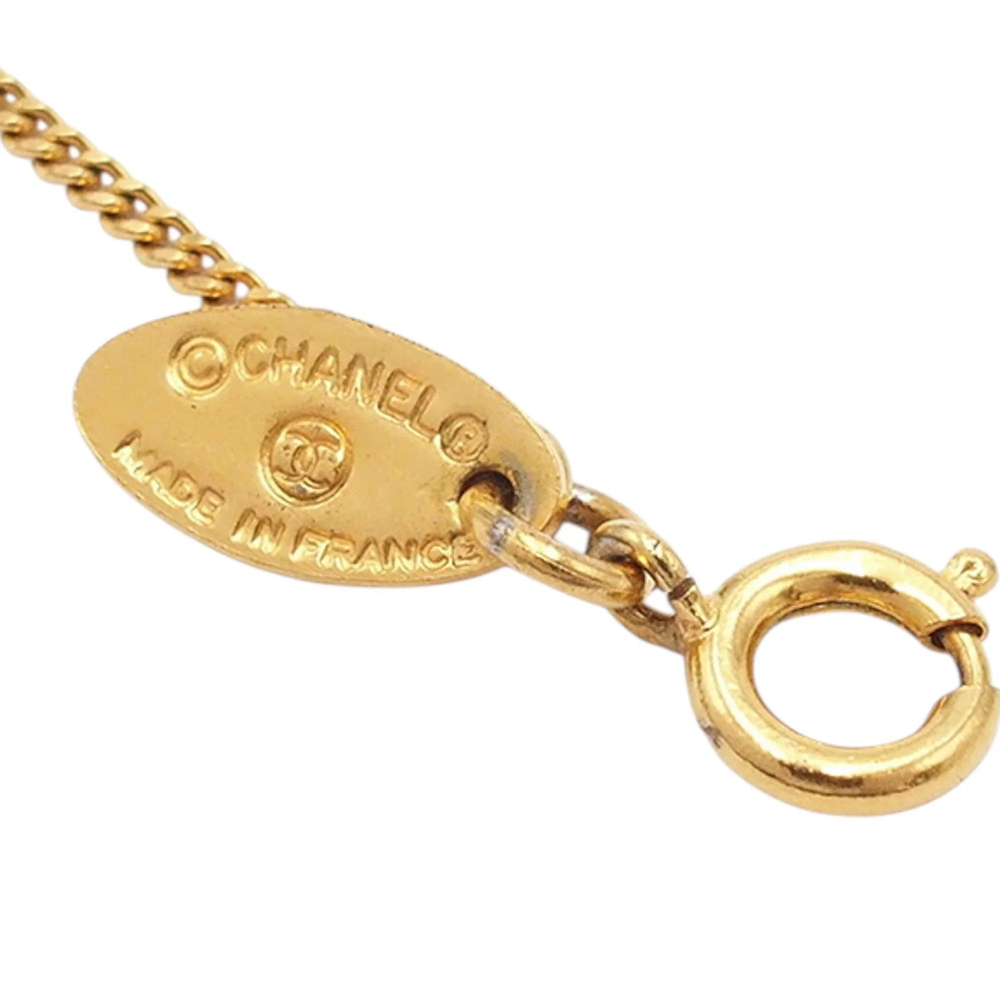 Gold Chanel Gold Plated CC Rhinestone Pendant Necklace