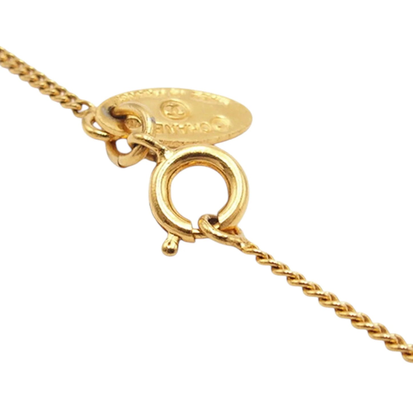 Gold Chanel Gold Plated CC Rhinestone Pendant Necklace