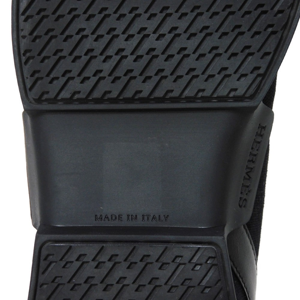HERMES sneakers 182392Z fabric black 41 1/2 H Mark Knit Socks Calfskin 10.4" Logo embossing Tokyo Cross Trainer mens  d