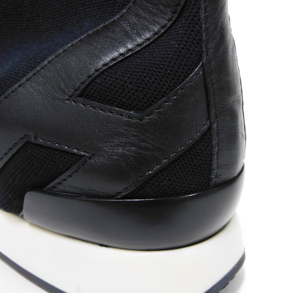 HERMES sneakers 182392Z fabric black 41 1/2 H Mark Knit Socks Calfskin 10.4" Logo embossing Tokyo Cross Trainer mens  d