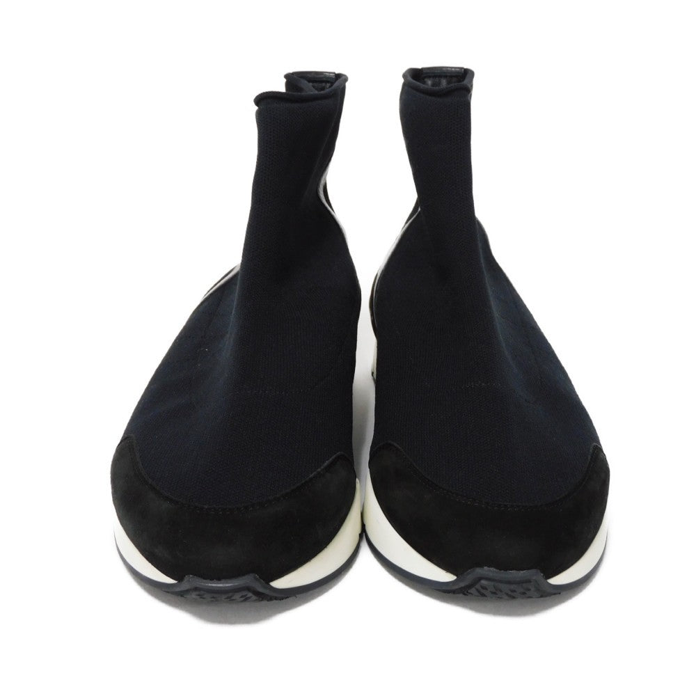 HERMES sneakers 182392Z fabric black 41 1/2 H Mark Knit Socks Calfskin 10.4" Logo embossing Tokyo Cross Trainer mens  d