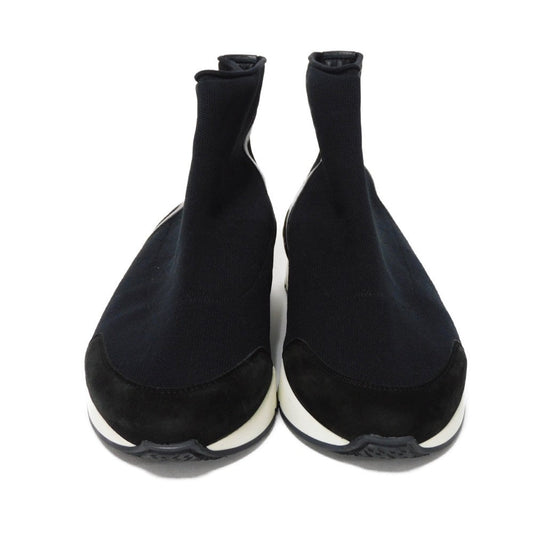 HERMES sneakers 182392Z fabric black 41 1/2 H Mark Knit Socks Calfskin 10.4" Logo embossing Tokyo Cross Trainer mens  d
