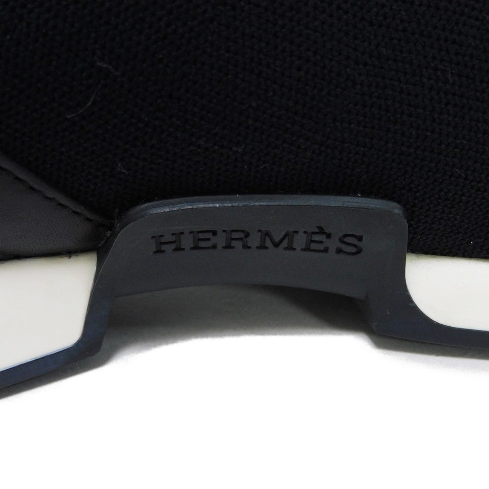 HERMES sneakers 182392Z fabric black 41 1/2 H Mark Knit Socks Calfskin 10.4" Logo embossing Tokyo Cross Trainer mens  d