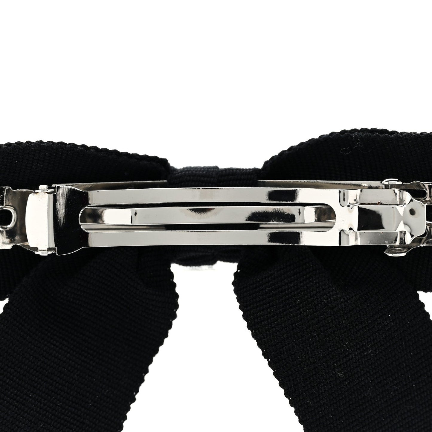 Chanel Grosgrain Bow CC Hair Clip Black