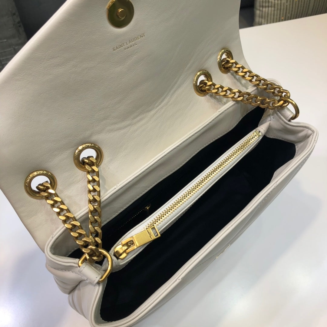 Top Quality Loulou Small Chain Bag In Matelassé "Y" White For Women 9.8in/23cm YSL 494699DV7279207