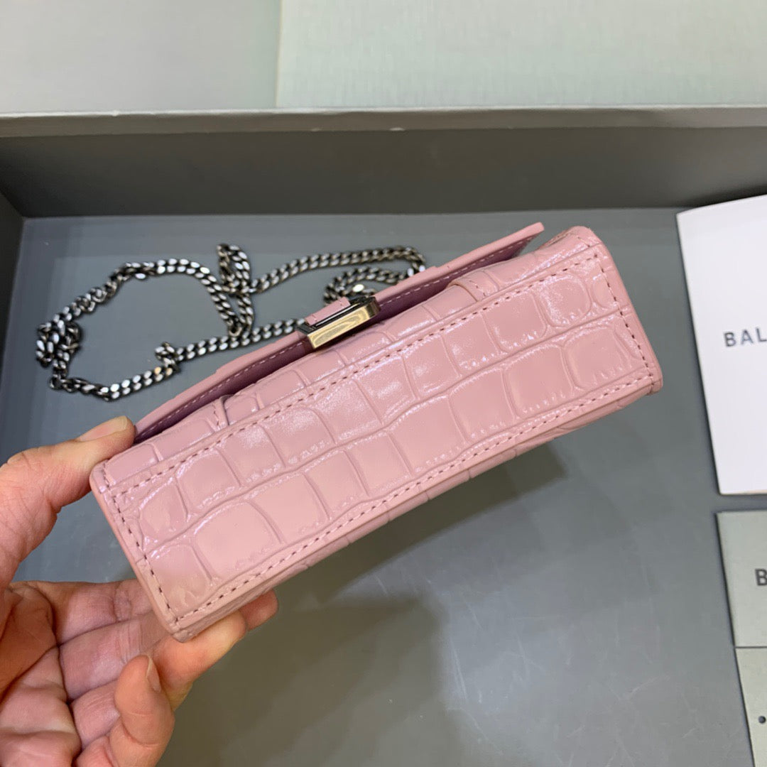 Top Quality Hourglass Mini Handbag With Chain In Light Pink, For Women,  Bags 4.7in/12cm