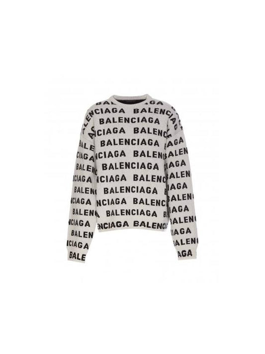 Luxury Balenciaga Trending 2025 All-Over Logo Sweatshirt White