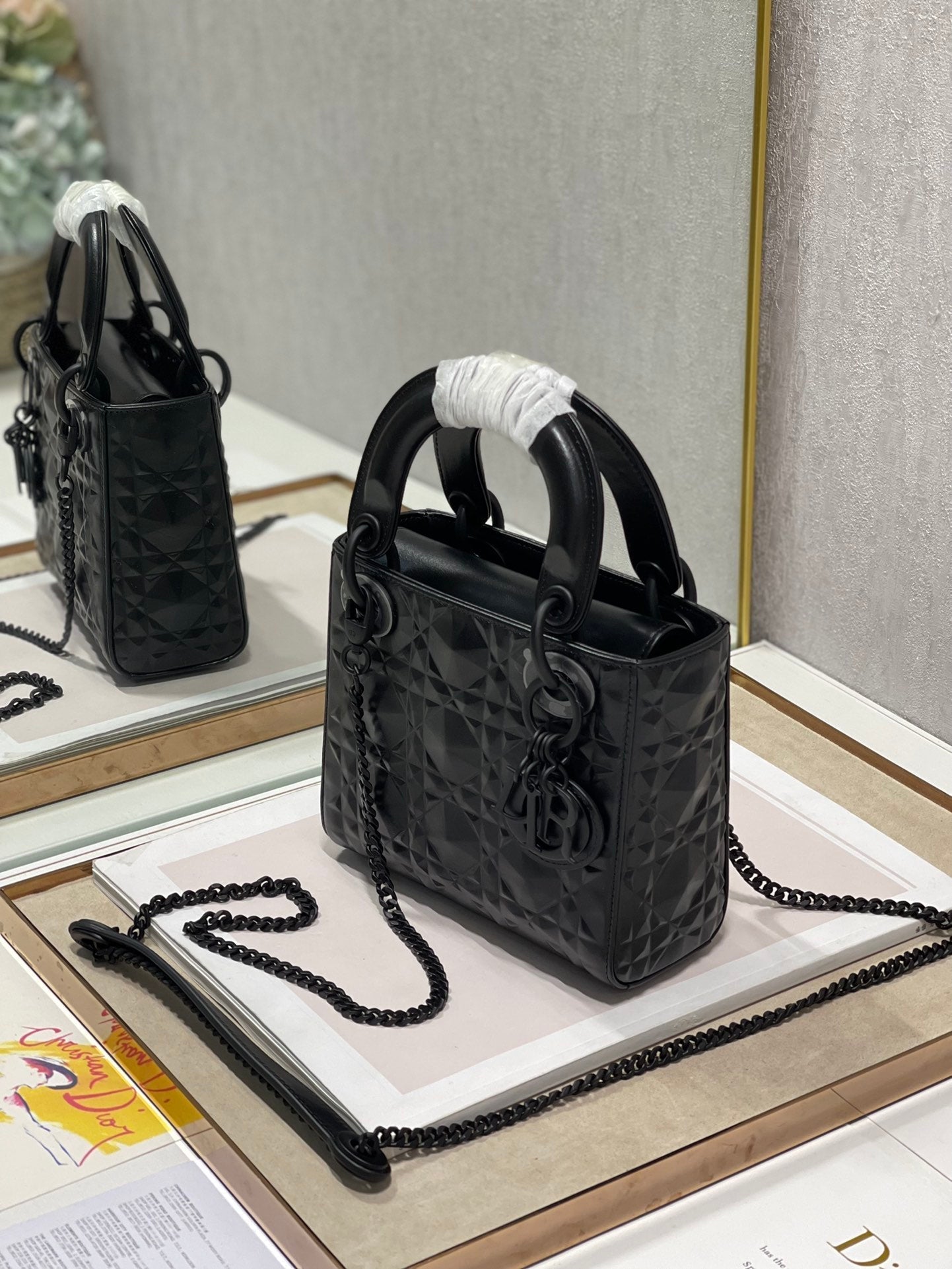 Top Quality Mini Lady Bag Cannage with Beaded Motif, Black, For Women Womens Handbags, Crossbody Bags, 17cm CD M0505SNEA_M900