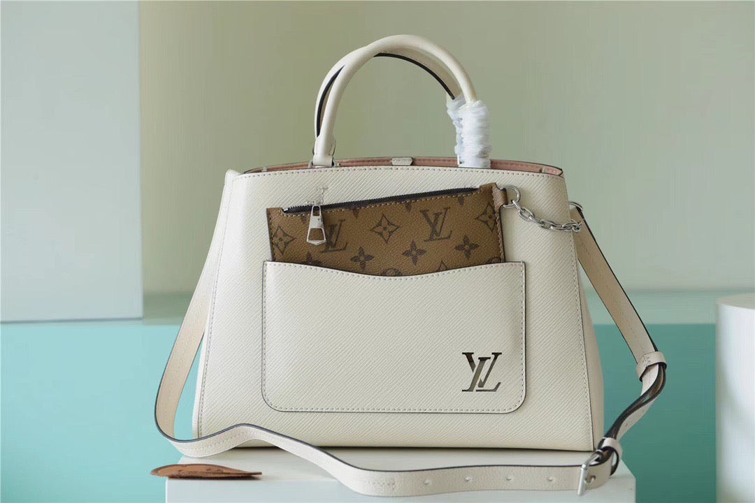 Top Quality Marelle Tote MM Epi White For Women, Womens Handbags, Shoulder And Crossbody Bags 11.8in/30cm Top Quality