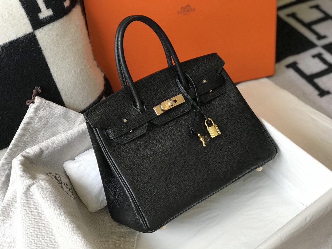 Top Quality Birkin Black Togo Gold Hardware Bag For Women, Handbags, Shoulder Bags 30cm/12in