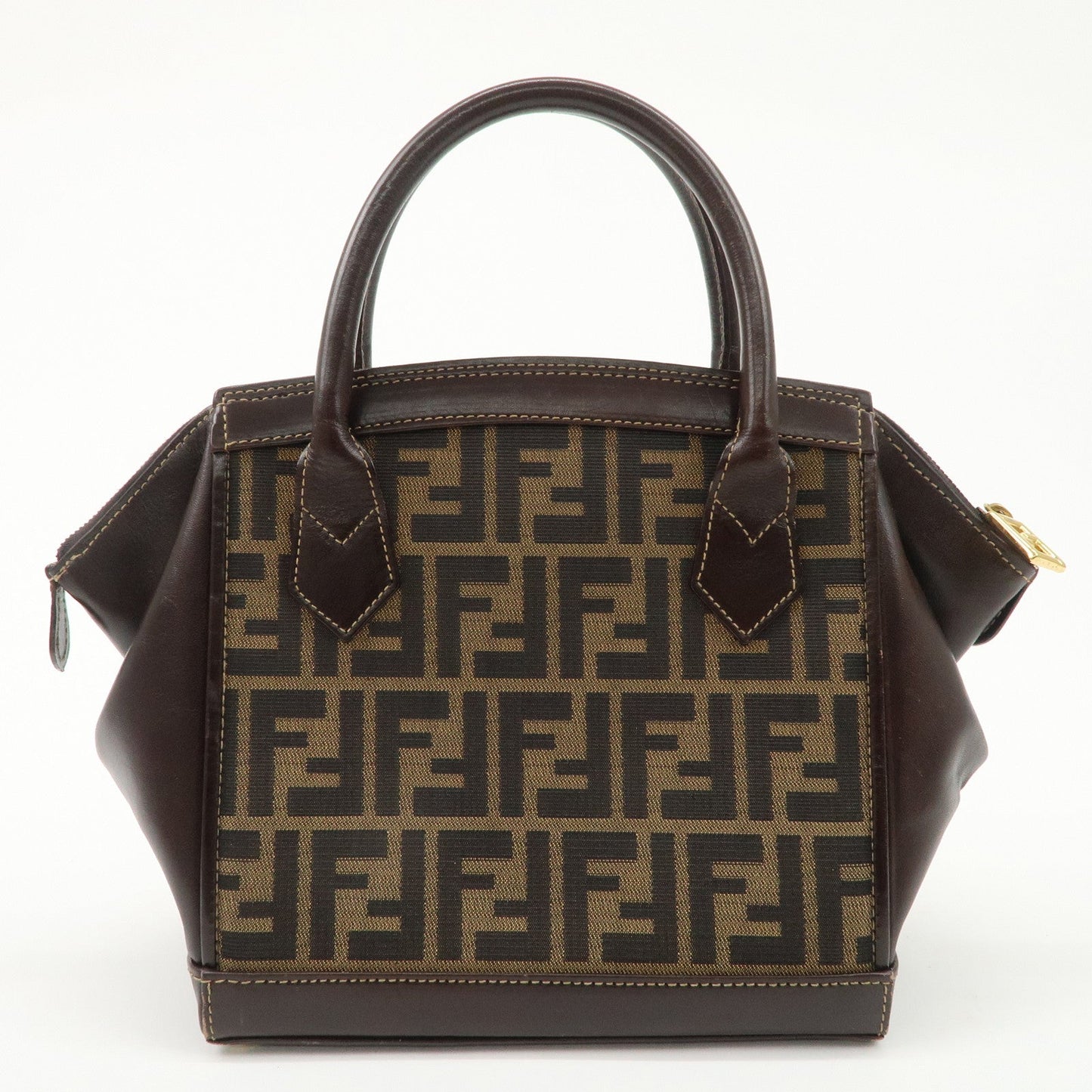FENDI Zucca Canvas Leather 2 way Leather Hand Bag Shoulder Bag  d