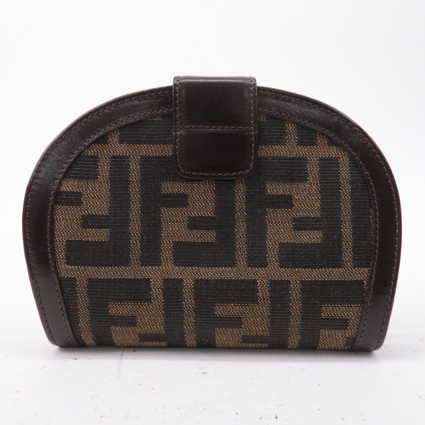 FENDI Zucca Canvas Leather Bi-fold Wallet 01223 Khaki Brown Black
