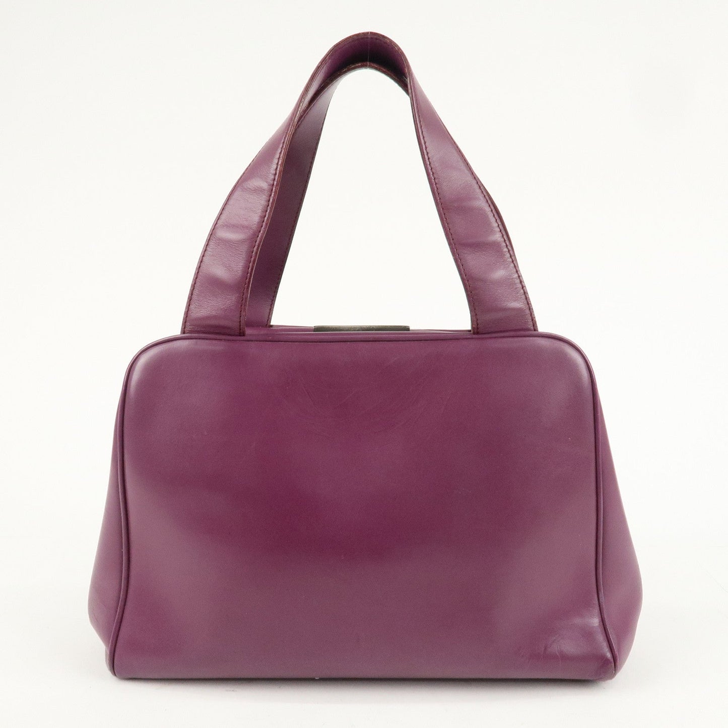 PRADA Leather Tote Bag Hand Bag Purple Antique Black HDW  d