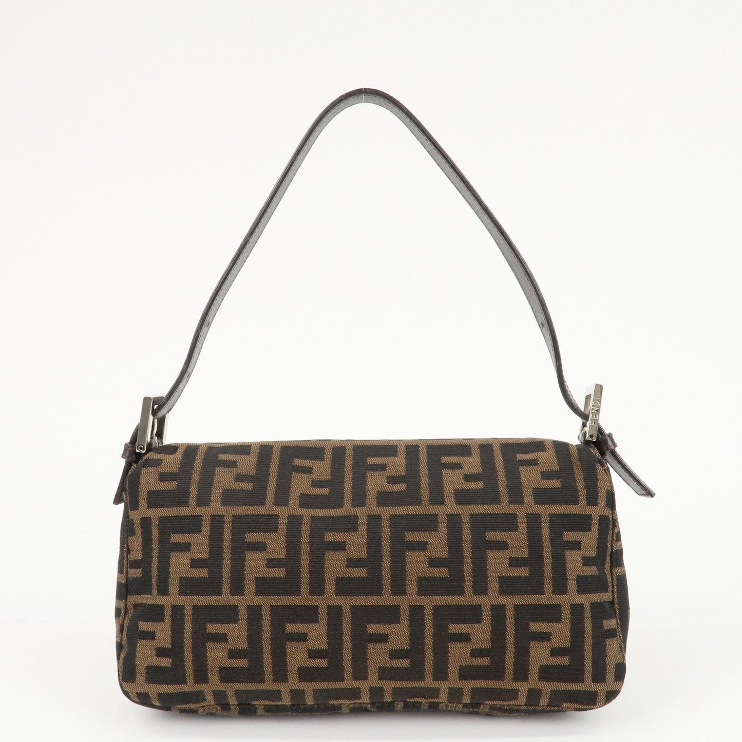 FENDI Mamma Baguette Zucca Canvas Shoulder Bag Brown Black 26424  d