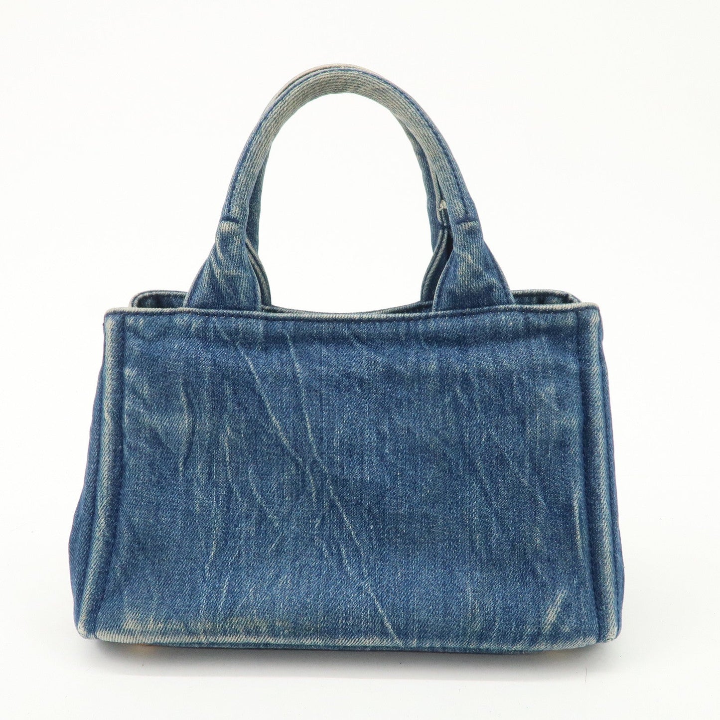 PRADA Nano Canapa Mini Denim Hand Bag Tote Bag Blue  d
