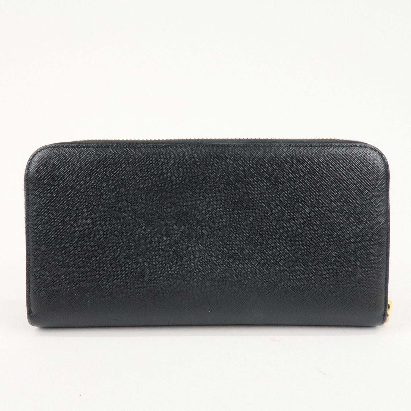 PRADA Saffiano Leather Round Zipper Long Wallet Black 1M0506  d
