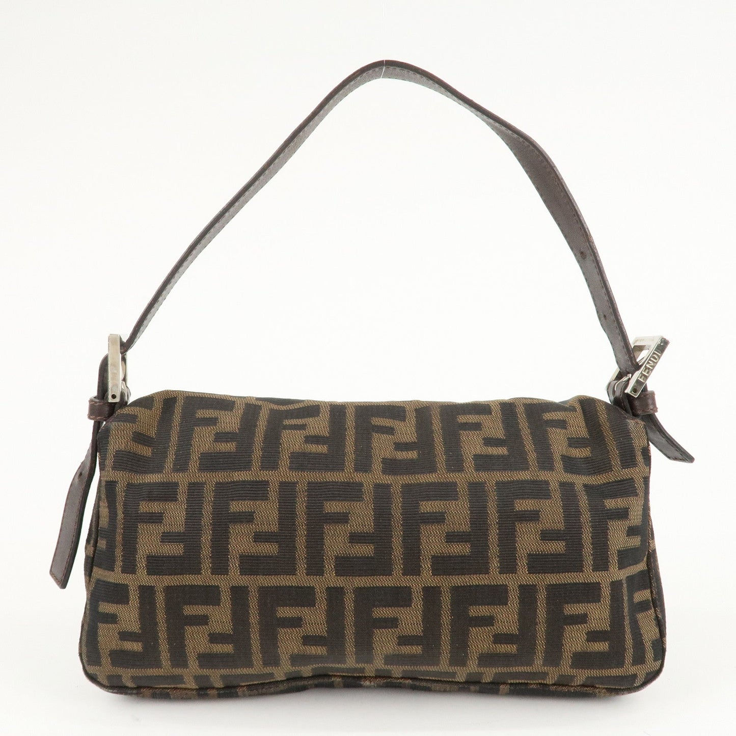 FENDI Mamma Baguette Zucca Canvas Leather Shoulder Bag Brown  d