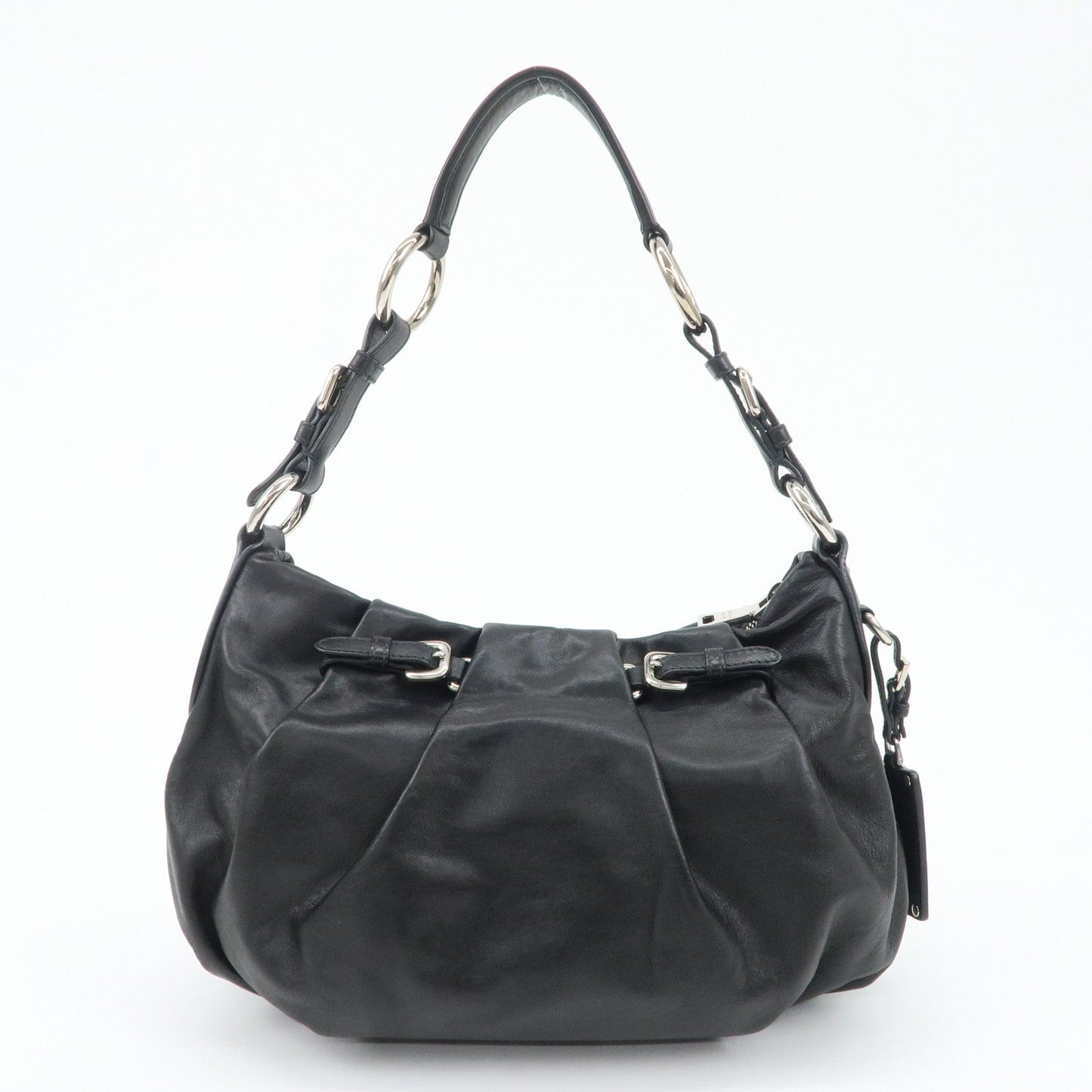 PRADA Soft Calf Leather Shoulder Bag Black BR3795  d