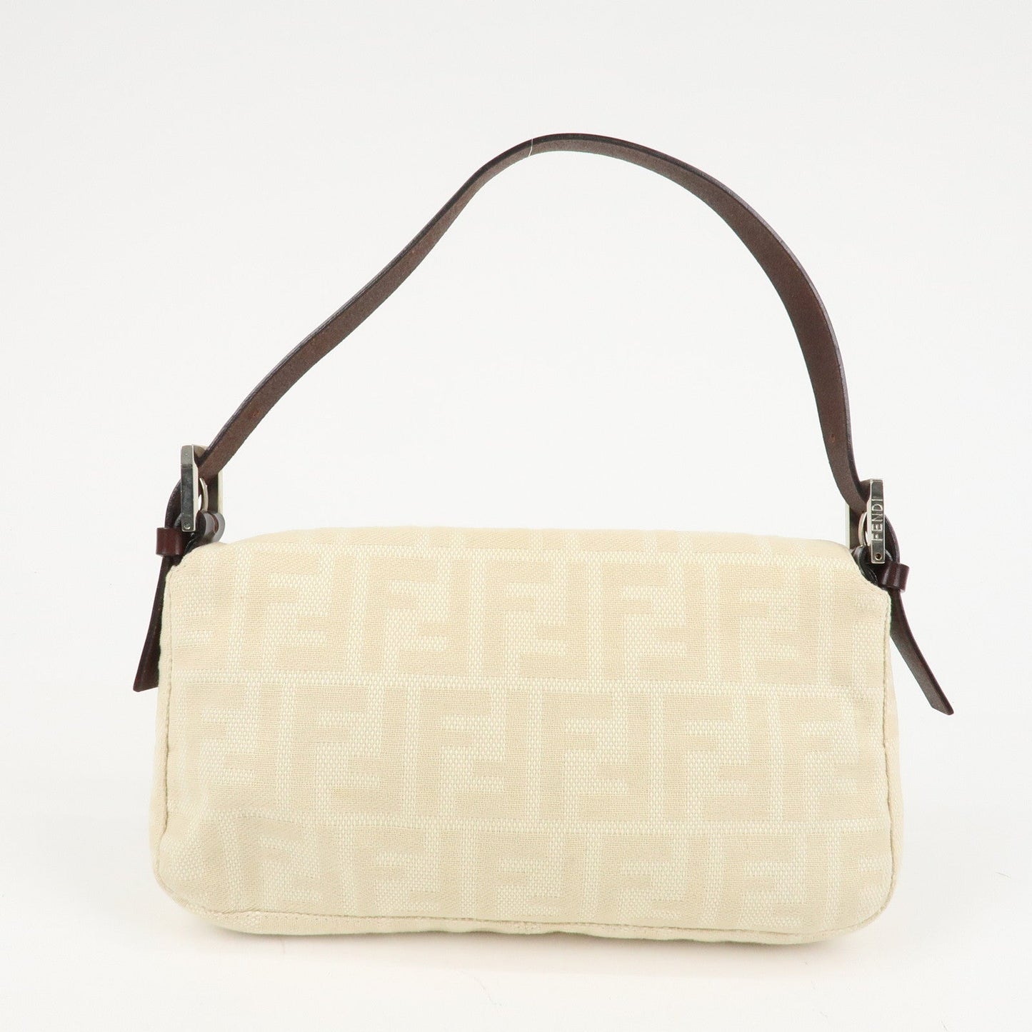 FENDI Mamma Baguette Zucca Canvas Shoulder Bag Beige White 26424  d