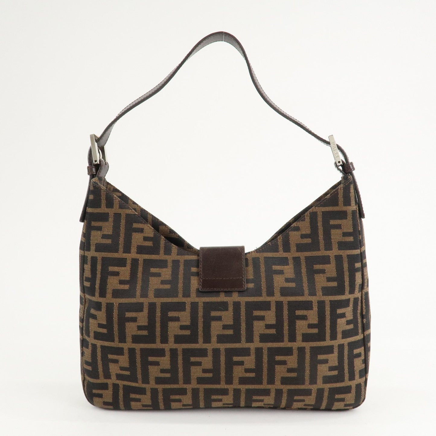 FENDI Zucca Canvas Leather Shoulder Bag Brown 26569  d