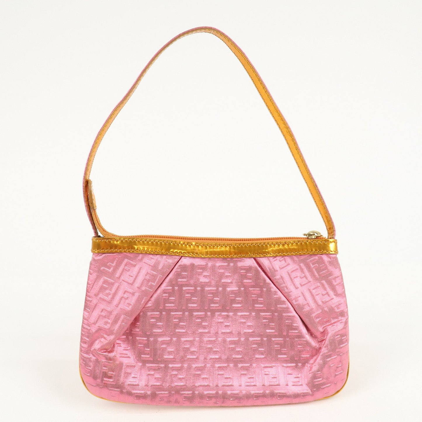 FENDI Zucchino PVC Patent Leather Shoulder Bag Hand Bag Pink Gold  d