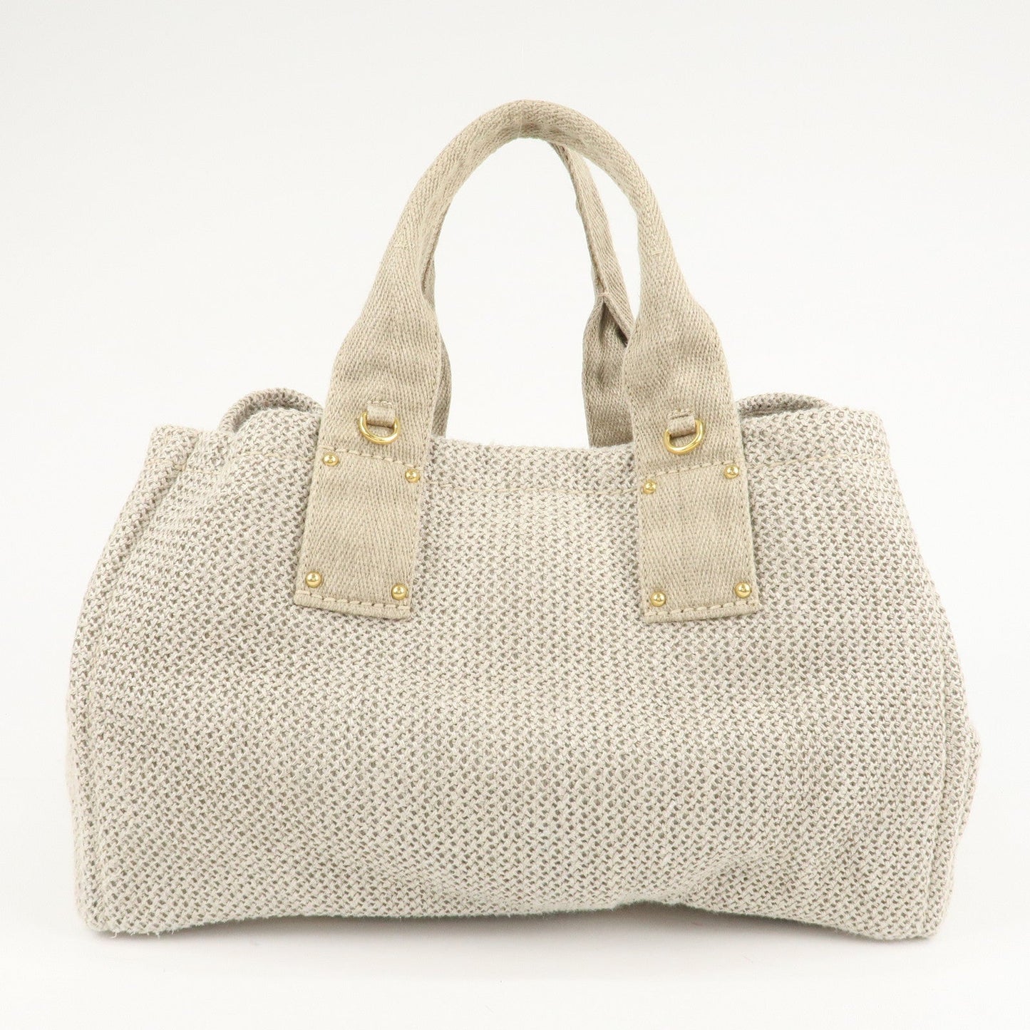 PRADA Logo Canapa Linen Canvas 2Way Tote Bag Shoulder Bag BN2038  d