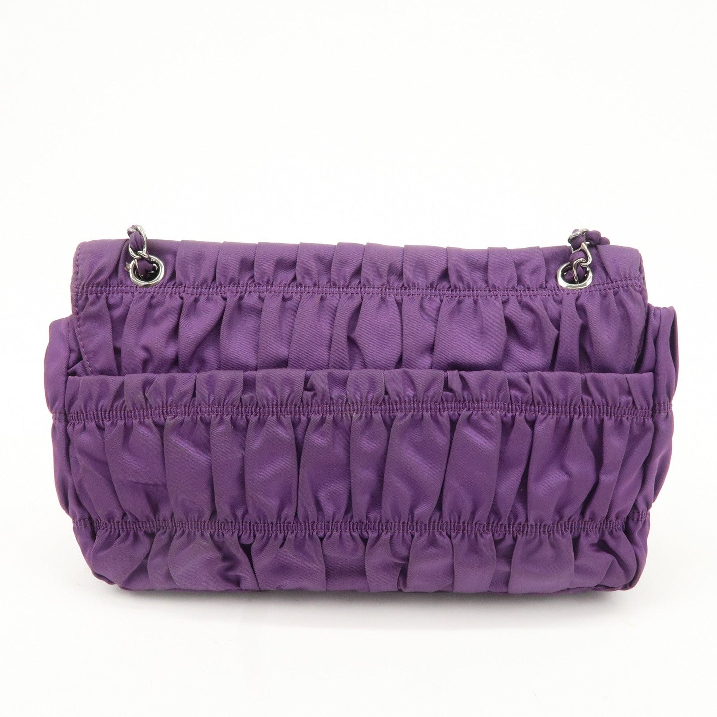 PRADA Nylon Leather Gathered Shoulder Bag Purple BR4609  d