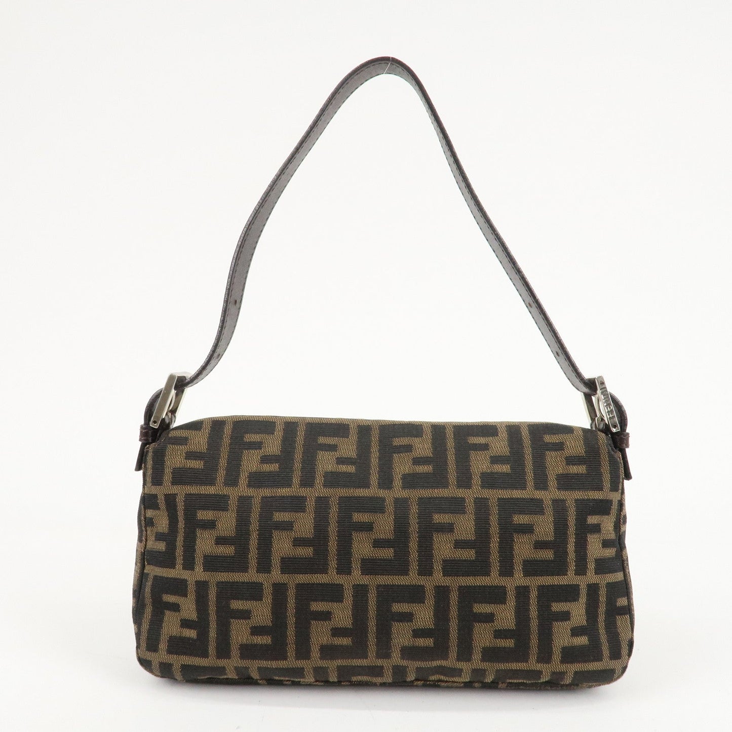 FENDI Mamma Baguette Canvas Shoulder Bag Brown Black 26424  d