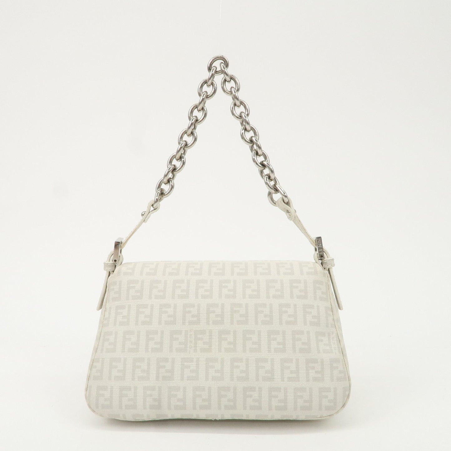 FENDI Mini Mamma Baguette Zucchino Canvas Leather Shoulder Bag  d
