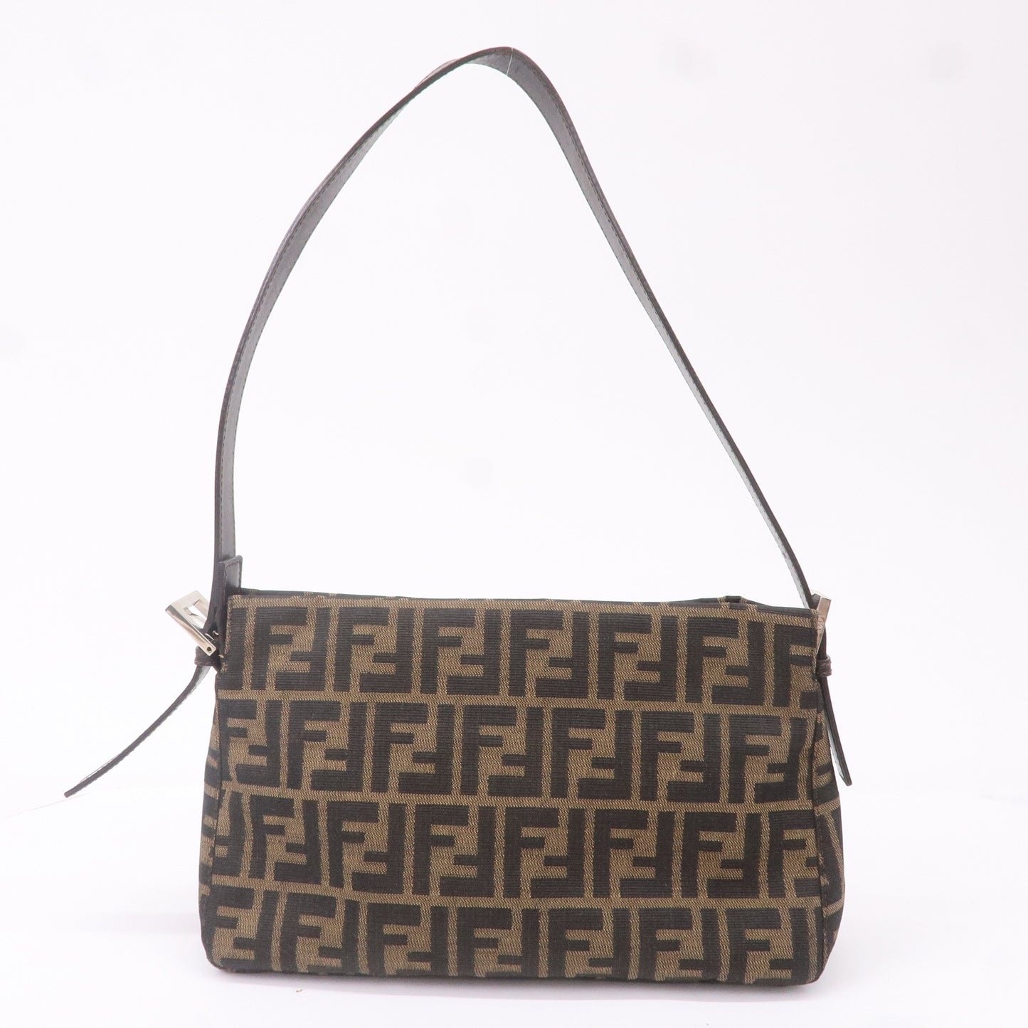 FENDI Zucca Canvas Leather Shoulder Bag Khaki Brown Black 26566