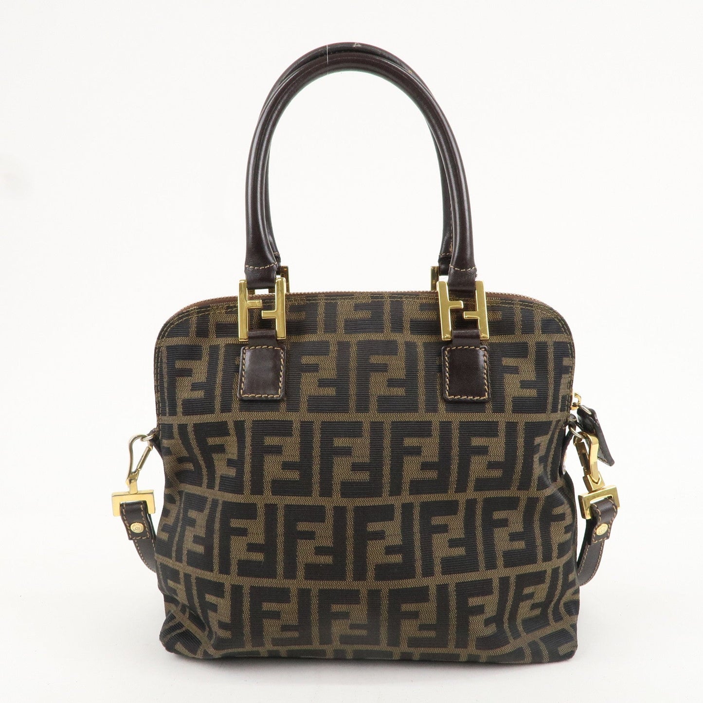 FENDI Zucca Canvas Leather 2WAY Bag Brown Black 83149671981