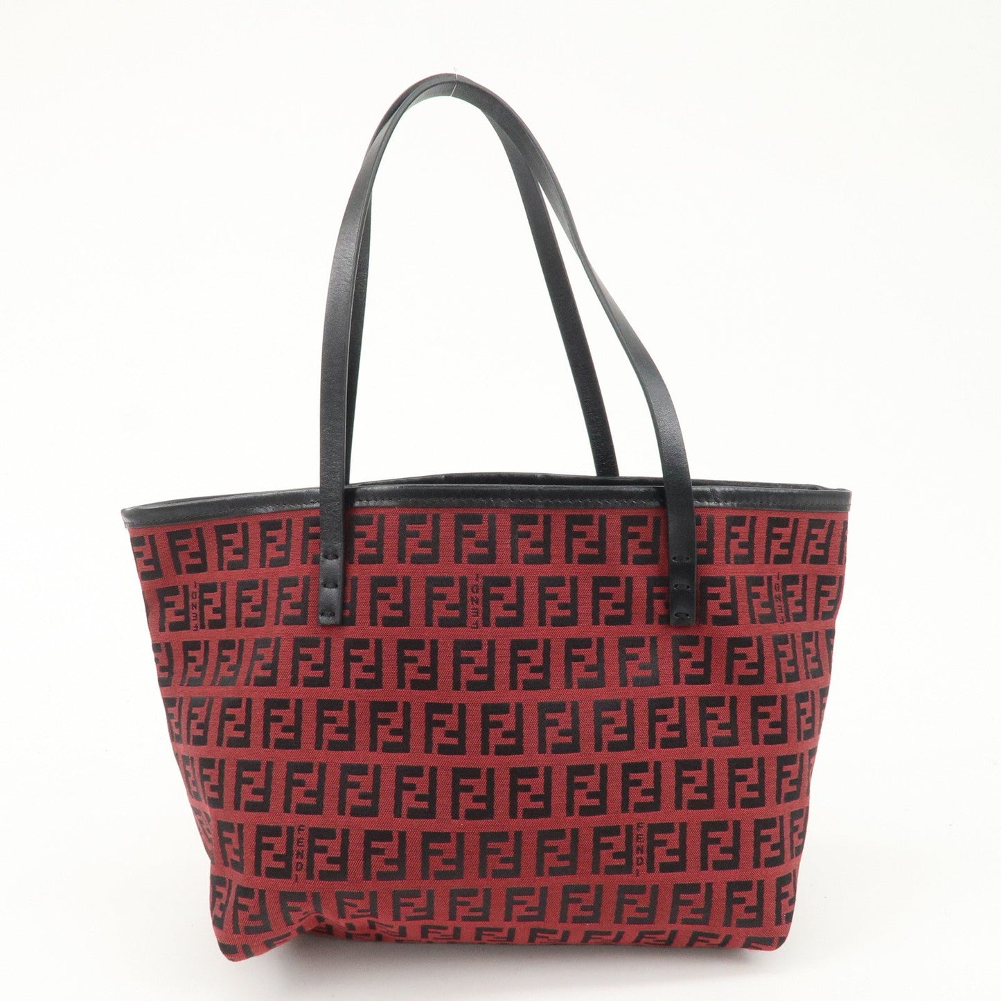 FENDI Zucchino Canvas Leather Mini Tote Bag Red Black 8BH056  d