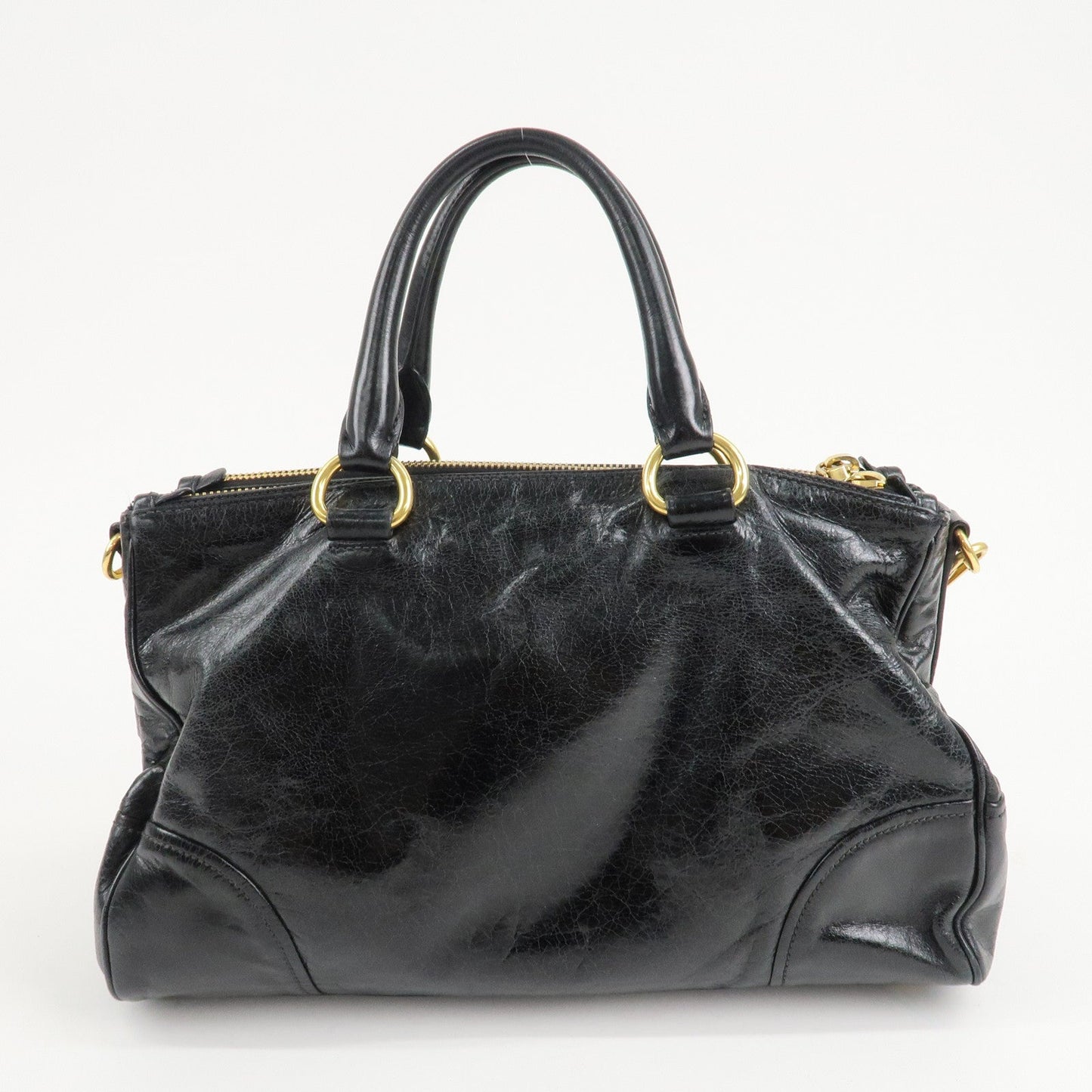 PRADA Leather 2Way Hand Bag Shoulder Bag Black BN2324  d